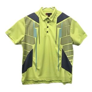 J by Jamie Sadock Golf Polo Shirt Mens Size XXL Green Yellow Performance Stretch